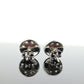 14k Ruby and Diamond Halo Gold Stud Earrings. Vintage Rough cut diamond ruby button round earrings. st(40)