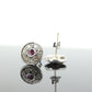 14k Ruby and Diamond Halo Gold Stud Earrings. Vintage Rough cut diamond ruby button round earrings. st(40)
