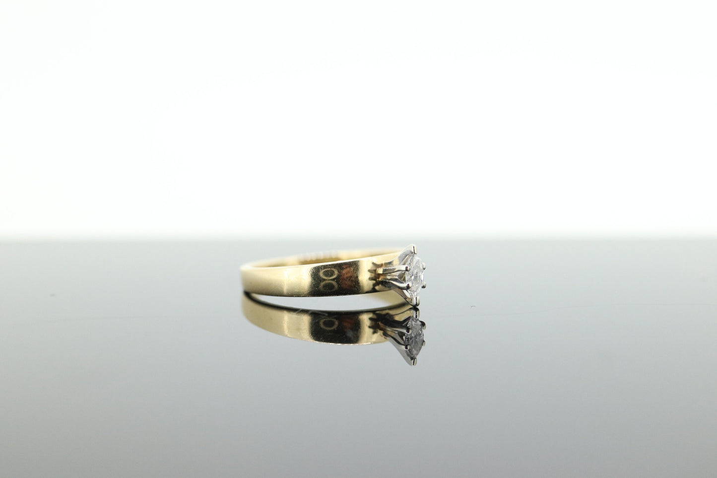 14k Marquise Diamond Solitaire Ring . 14k Yellow Gold Diamond Petite Engagement Ring. st(83)