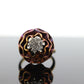 14k Diamond Daisy Flower Petal Ring. Heat bluing 14k Gold Rose Petal with diamonds statement ring. stock(3-56/50)