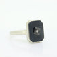 Art Deco Onyx and Diamond Ring. 14k White Gold Rectangle Onyx and Diamond ring. Mourning ring. st(150)