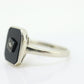 Art Deco Onyx and Diamond Ring. 14k White Gold Rectangle Onyx and Diamond ring. Mourning ring. st(150)