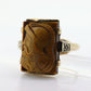 10k Tiger Eye Cameo Diamond Signet Ring. 10k gold Heavy Carved Warrior Mens or Womens ring. st(150)
