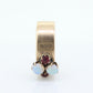 10k Victorian Opal and Garnet ring. 10k Gold Victorian claw opal ring. Wide Cigar BAnd. st(196)
