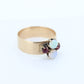 10k Victorian Opal and Garnet ring. 10k Gold Victorian claw opal ring. Wide Cigar BAnd. st(196)