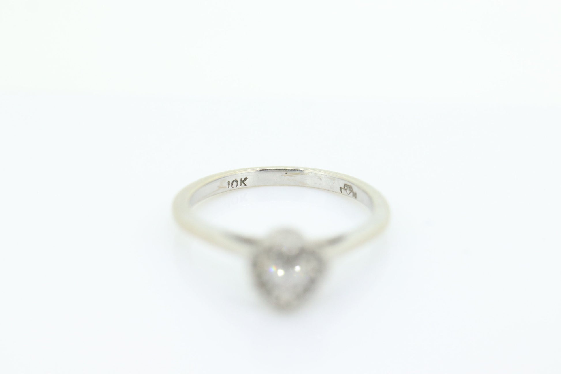 10k Heart Diamond Cut Halo ring. 10k white gold Heart Cut diamond cluster band. Diamond Halo ring. st(86)