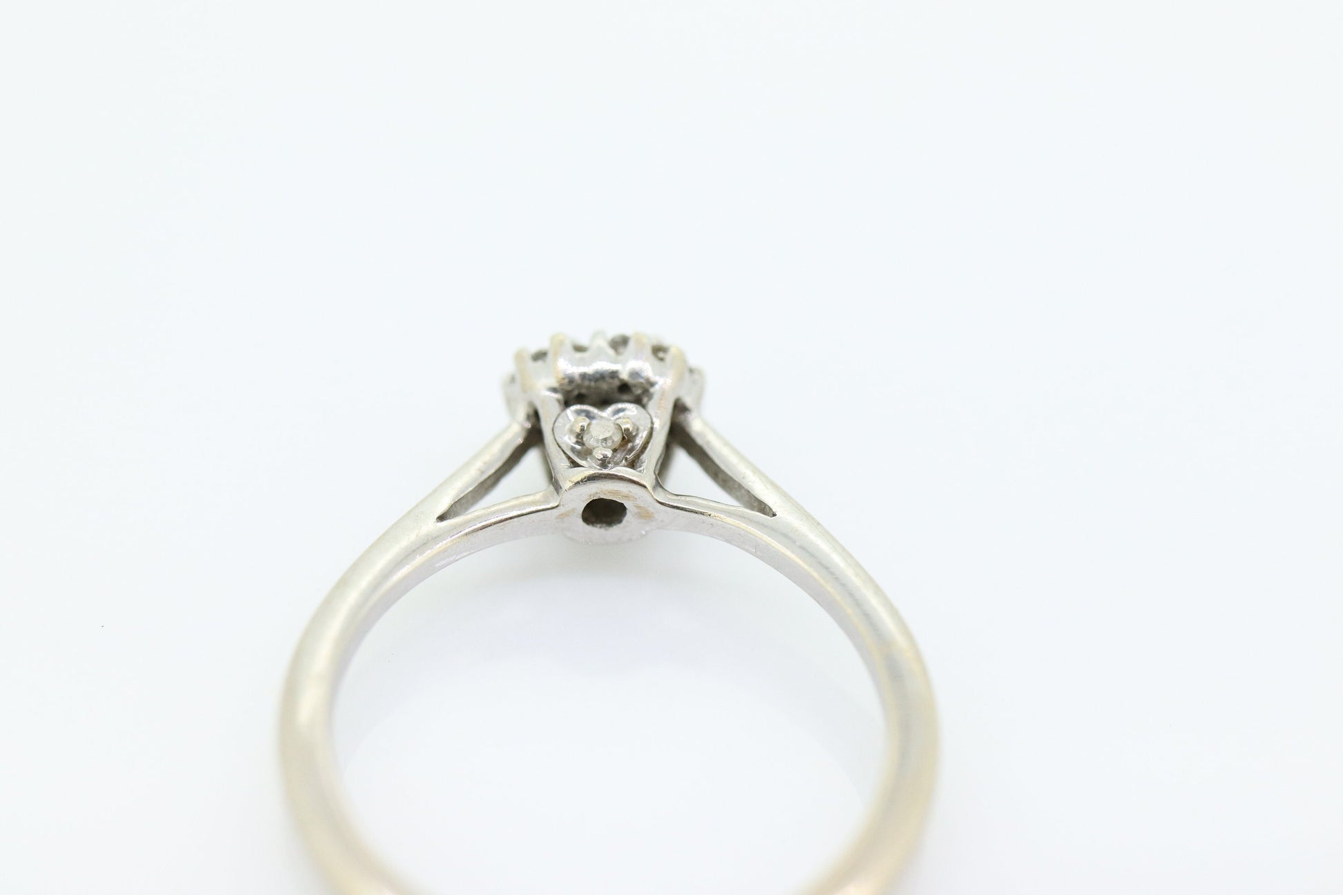 10k Heart Diamond Cut Halo ring. 10k white gold Heart Cut diamond cluster band. Diamond Halo ring. st(86)