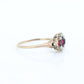 Victorian Garnet and Pearl Seed ring. 10k Rose Gold. 10k Victorian canister cluster ring. st(161)