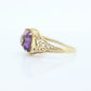 Art Deco Amethyst Diamond Ring. 14k Yellow Gold Filigree Design. Engagement Ring from Art Deco . Statement band. February Stone st(219)