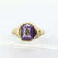 Art Deco Amethyst Diamond Ring. 14k Yellow Gold Filigree Design. Engagement Ring from Art Deco . Statement band. February Stone st(219)