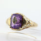 Art Deco Amethyst Diamond Ring. 14k Yellow Gold Filigree Design. Engagement Ring from Art Deco . Statement band. February Stone st(219)