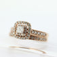 10k Rose Gold Diamond Wedding Ring set. Princess cut Double Halo Wedding Set. Engagement set. Bridal Set rings. Eternity band. st(316)
