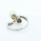Antique Platinum double pearl diamond ring. Bypass twin akoya pearl bypass ring. Platinum diamond bypass ring. Pearl bypass ring st(230)