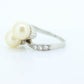 Antique Platinum double pearl diamond ring. Bypass twin akoya pearl bypass ring. Platinum diamond bypass ring. Pearl bypass ring st(230)