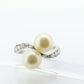 Antique Platinum double pearl diamond ring. Bypass twin akoya pearl bypass ring. Platinum diamond bypass ring. Pearl bypass ring st(230)