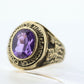 1968 Lancaster Catholic High School Class Graduation ring. 10k Gold with oval amethyst solitaire. st(187)