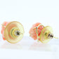 Coral Earrings. 14k Carved Coral Rose Flower Blooming Earrings. Large Carved Flower Coral Studs st(69)