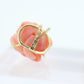 Coral Earrings. 14k Carved Coral Rose Flower Blooming Earrings. Large Carved Flower Coral Studs st(69)