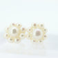 14k Pearl Stud earrings . Love Cluster Halo nest Pearl earrings. st35