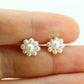 14k Pearl Stud earrings . Love Cluster Halo nest Pearl earrings. st35