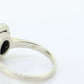 Art Deco Onyx and Diamond Ring. 14k White Gold Rectangle Onyx and Diamond ring. Mourning ring. st(150)