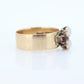 10k Victorian Opal and Garnet ring. 10k Gold Victorian claw opal ring. Wide Cigar BAnd. st(196)