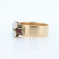 10k Victorian Opal and Garnet ring. 10k Gold Victorian claw opal ring. Wide Cigar BAnd. st(196)
