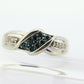 10k Blue Diamond Pave Encrusted Band. BLUE diamond pave band ring. Sz7.25 st (81)