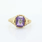 Art Deco Amethyst Diamond Ring. 14k Yellow Gold Filigree Design. Engagement Ring from Art Deco . Statement band. February Stone st(219)