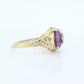 Art Deco Amethyst Diamond Ring. 14k Yellow Gold Filigree Design. Engagement Ring from Art Deco . Statement band. February Stone st(219)