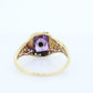 Art Deco Amethyst Diamond Ring. 14k Yellow Gold Filigree Design. Engagement Ring from Art Deco . Statement band. February Stone st(219)