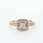 10k Rose Gold Diamond Wedding Ring set. Princess cut Double Halo Wedding Set. Engagement set. Bridal Set rings. Eternity band. st(316)
