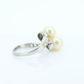 Antique Platinum double pearl diamond ring. Bypass twin akoya pearl bypass ring. Platinum diamond bypass ring. Pearl bypass ring st(230)
