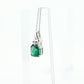 Emerald Diamond pendant. 10k White Gold Emerald cushion cut and Diamond Drop Pendant Necklace. st(104)