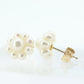 14k Pearl Stud earrings . Love Cluster Halo nest Pearl earrings. st35