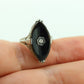 Art Deco Onyx and Sapphire Ring. 14k Filigree White Gold Marquise Onyx and White Sapphire ring. Mourning ring (st230)