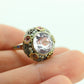 Antique 14k Gold Art Deco Kunzite ring. Robin Bladen & Robins RBR Pearl seed enamel flower filigree ring. st(248)