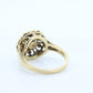 10k Pearl Solitaire ring. 10k Yellow Gold Filigree open scroll Pearl set ring st(86)