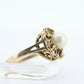 10k Pearl Solitaire ring. 10k Yellow Gold Filigree open scroll Pearl set ring st(86)