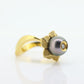 14k Tahitian Pearl ring. GALATEA 14k Gold  Pearl and diamond ring. Large Tahitian pearl flower solitaire ring. st(425)