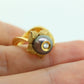 14k Tahitian Pearl ring. GALATEA 14k Gold  Pearl and diamond ring. Large Tahitian pearl flower solitaire ring. st(425)