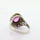 Antique 14k Gold Art Deco Sapphire ring. PINK SAPPHIRE Pearl seed enamel flower filigree ring. st(142)
