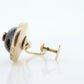 Antique Garnet Diamond Earrings. 10k Gold Victorian Etruscan Garnet Cabochon with Diamond center burst. MOP halo. st(59)