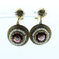 Antique Garnet Pearl seed Earrings. 14k Gold Victorian Etruscan Garnet Dangle Unpierced Screw back st(55)