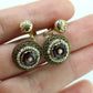 Antique Garnet Pearl seed Earrings. 14k Gold Victorian Etruscan Garnet Dangle Unpierced Screw back st(55)