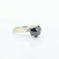 14k Heart Diamond Cut Solitaire ring. 14k white gold Heart Cut BLACK diamond. Black Diamond Engagement ring. st(207)
