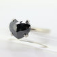 14k Heart Diamond Cut Solitaire ring. 14k white gold Heart Cut BLACK diamond. Black Diamond Engagement ring. st(207)