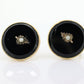 Antique Victorian Onyx and Pearl Seed Earrings. Victorian 1800s Mourning Onyx Non Pierced Screw Back Earrings. st(50)