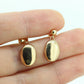 14k Yellow Gold Dangle Drop Earrings. Oval Puffed Earrings Mirror. st(35)
