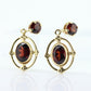 Antique Garnet Dangle Earrings. 14k Gold Victorian Etruscan Garnet Dangle  st(71)